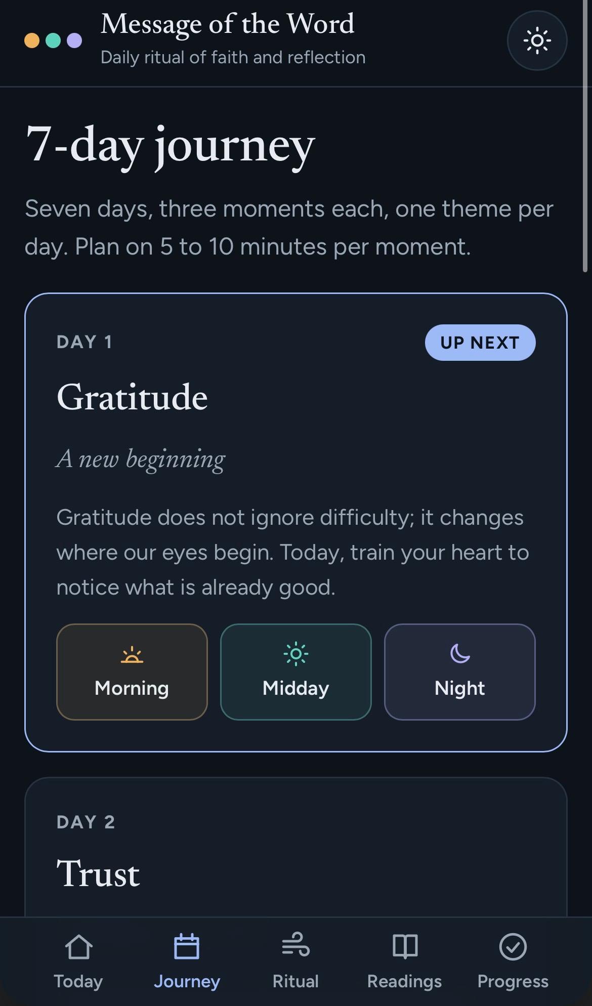 Message of the Word app screen 3