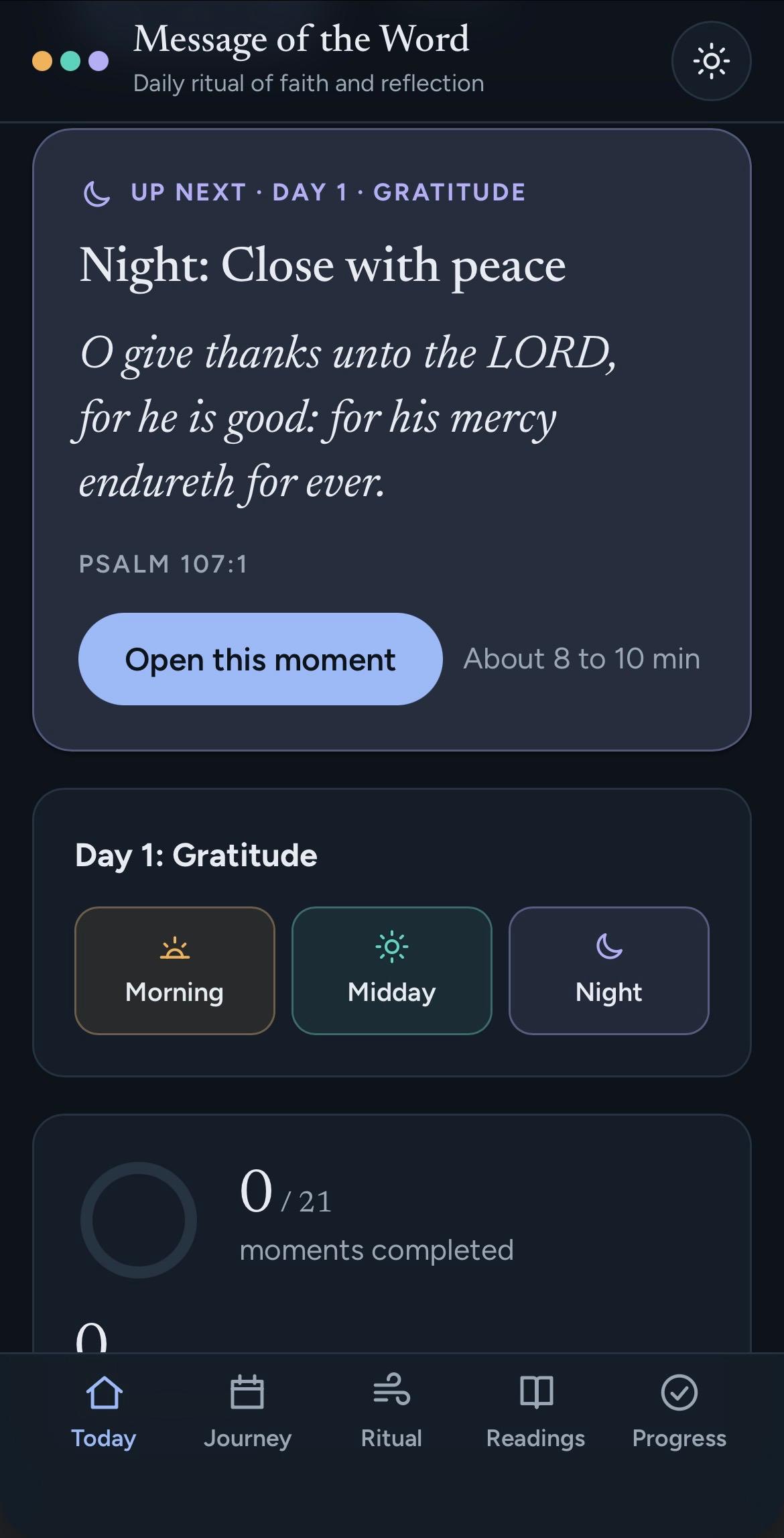 Message of the Word app screen 4